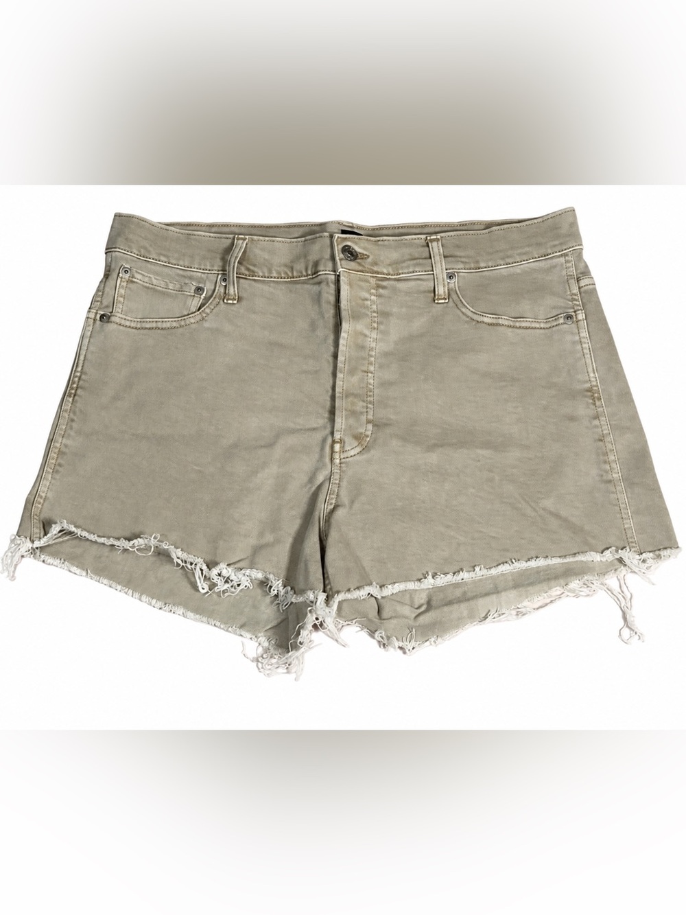 GAP Cream Frayed Hem Denim 3- Buttoned Shorts For Women, Size 33, 3 1/2